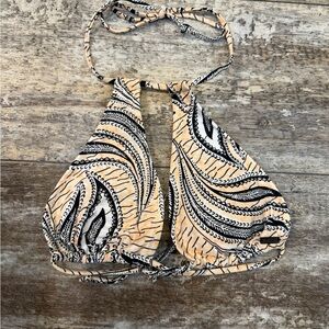 Volcom Black and Tan Patterned Bikini Top